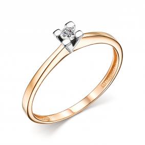 Золотое кольцо АЛЬКОР 14781-100 с бриллиантом 14781-100 фото