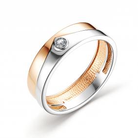 Золотое кольцо АЛЬКОР 14784-100 с бриллиантом 14784-100 фото