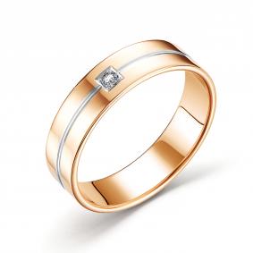Золотое кольцо АЛЬКОР 14795-100 с бриллиантом 14795-100 фото