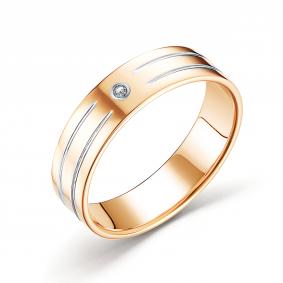 Золотое кольцо АЛЬКОР 14796-100 с бриллиантом 14796-100 фото