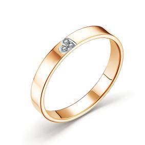 Золотое кольцо АЛЬКОР 14802-100 с бриллиантом 14802-100 фото
