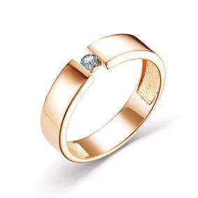 Золотое кольцо АЛЬКОР 14818-100 с бриллиантом 14818-100 фото