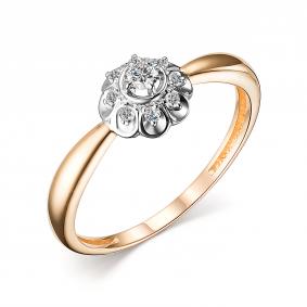 Золотое кольцо АЛЬКОР 14918-100 с бриллиантом 14918-100 фото