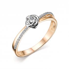 Золотое кольцо АЛЬКОР 14921-100 с бриллиантом 14921-100 фото