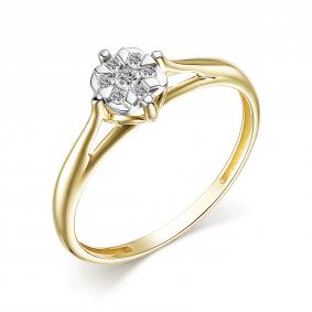Кольцо из лимонного золота АЛЬКОР 15250-300 с бриллиантом 15250-300 фото