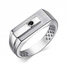 Кольцо из белого золота АЛЬКОР 15265-Б13 с чёрным бриллиантом 15265-Б13 фото