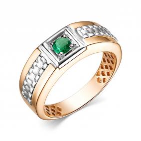 Золотое кольцо АЛЬКОР 15267-101 с изумрудом 15267-101 фото
