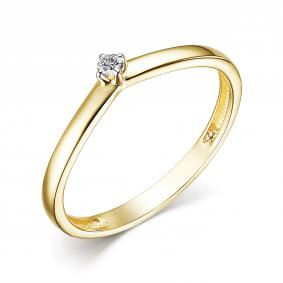 Кольцо из лимонного золота АЛЬКОР 15325-300 с бриллиантом 15325-300 фото