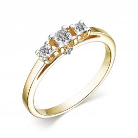 Кольцо из лимонного золота АЛЬКОР 15357-300 с бриллиантом 15357-300 фото