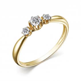 Кольцо из лимонного золота АЛЬКОР 15359-300 с бриллиантом 15359-300 фото