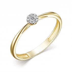 Кольцо из лимонного золота АЛЬКОР 15373-300 с бриллиантом 15373-300 фото