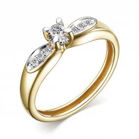 Кольцо из лимонного золота АЛЬКОР 15425-300 с бриллиантом 15425-300 фото