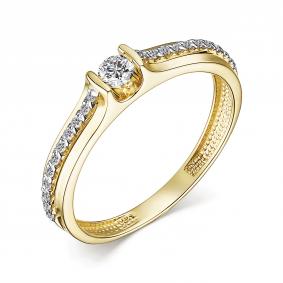 Кольцо из лимонного золота АЛЬКОР 15529-300 с бриллиантом 15529-300 фото