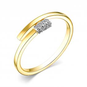 Кольцо из лимонного золота АЛЬКОР 15546-300 с бриллиантом 15546-300 фото