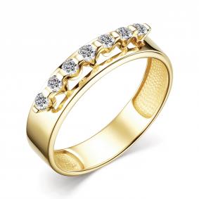 Кольцо из лимонного золота АЛЬКОР 15828-300 с бриллиантом 15828-300 фото