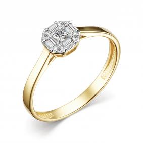 Кольцо из лимонного золота АЛЬКОР 15867-300 с бриллиантом 15867-300 фото