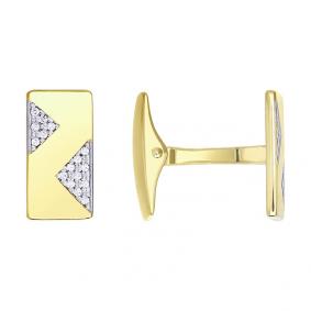 160036-2: Запонки из желтого золота с фианитами 160036-2 фото