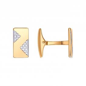 Золотые запонки SOKOLOV 160036 с фианитом 160036 фото