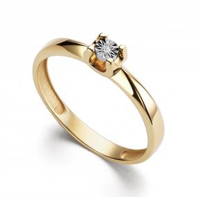 Кольцо из лимонного золота АЛЬКОР 16013-300 с бриллиантом 16013-300 фото