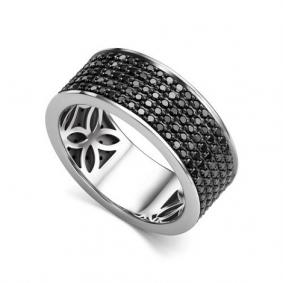 Кольцо из белого золота АЛЬКОР 16022-213 с чёрным бриллиантом 16022-213 фото