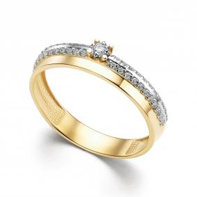 Кольцо из лимонного золота АЛЬКОР 16108-300 с бриллиантом 16108-300 фото