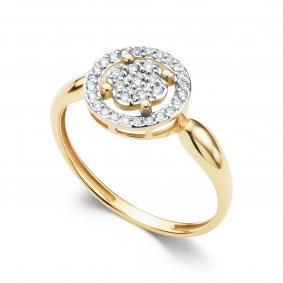 Кольцо из лимонного золота АЛЬКОР 16198-300 с бриллиантом 16198-300 фото