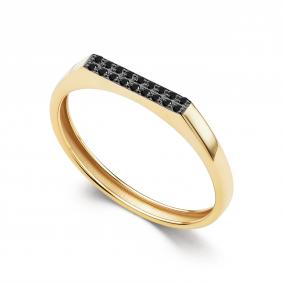 Кольцо из лимонного золота АЛЬКОР 16271-313 с чёрным бриллиантом 16271-313 фото