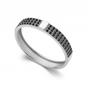 Кольцо из белого золота АЛЬКОР 16272-213 с чёрным бриллиантом 16272-213 фото