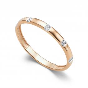 Золотое обручальное кольцо 2 мм АЛЬКОР с бриллиантом 16392-100 16392-100 фото