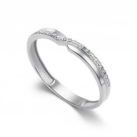 Обручальное кольцо из белого золота 3 мм АЛЬКОР с бриллиантом 16395-200 16395-200 фото