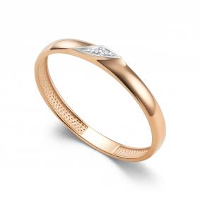 Золотое обручальное кольцо 2,5мм АЛЬКОР с бриллиантом 16402-100 16402-100 фото