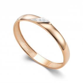 Золотое обручальное кольцо 3 мм АЛЬКОР с бриллиантом 16403-100 16403-100 фото