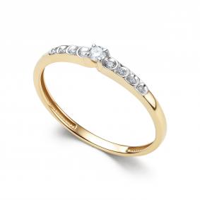 Кольцо из лимонного золота АЛЬКОР 16465-300 с бриллиантом 16465-300 фото