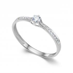 Кольцо из белого золота АЛЬКОР 16582-200 с бриллиантом 16582-200 фото