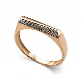 Золотое кольцо АЛЬКОР 16604-117 с коньячным бриллиантом 16604-117 фото