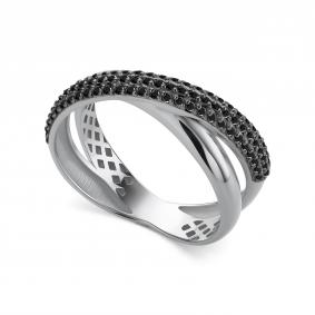 Кольцо из белого золота АЛЬКОР 16715-213 с чёрным бриллиантом 16715-213 фото