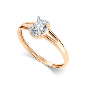 Золотое кольцо АЛЬКОР 16741-100 с бриллиантом 16741-100 фото