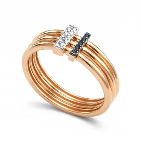 Золотое кольцо АЛЬКОР 16902-102 с бриллиантом и сапфиром 16902-102 фото
