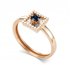 Золотое кольцо АЛЬКОР 17017-102 с сапфиром 17017-102 фото