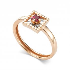 Золотое кольцо АЛЬКОР 17017-103 с рубином 17017-103 фото
