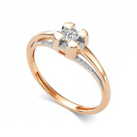 Золотое кольцо АЛЬКОР 17036-100 с бриллиантом 17036-100 фото