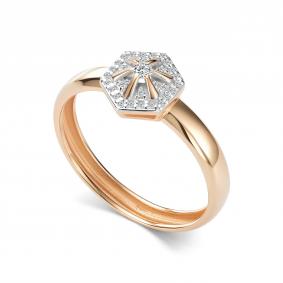 Золотое кольцо АЛЬКОР 17037-100 с бриллиантом 17037-100 фото