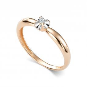 Золотое кольцо АЛЬКОР 17043-100 с бриллиантом 17043-100 фото