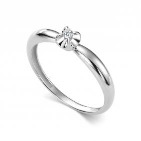 Кольцо из белого золота АЛЬКОР 17043-200 с бриллиантом 17043-200 фото