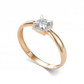 Золотое кольцо АЛЬКОР 17044-100 с бриллиантом 17044-100 фото