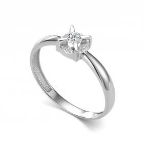 Кольцо из белого золота АЛЬКОР 17044-200 с бриллиантом 17044-200 фото