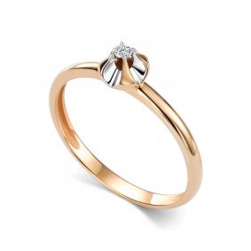 Золотое кольцо АЛЬКОР 17047-100 с бриллиантом 17047-100 фото