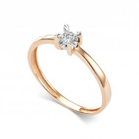 Золотое кольцо АЛЬКОР 17049-100 с бриллиантом 17049-100 фото