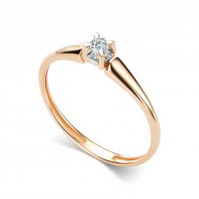 Золотое кольцо АЛЬКОР 17051-100 с бриллиантом 17051-100 фото