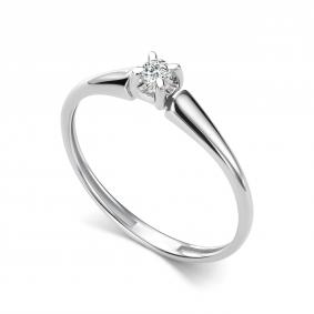 Кольцо из белого золота АЛЬКОР 17051-200 с бриллиантом 17051-200 фото